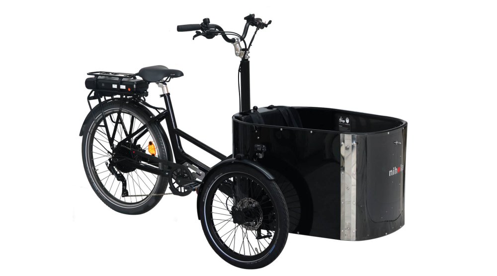 Le triporteur électrique NIHOLA CARGO Family avec assistance roue arrière et nouveau cadre G2