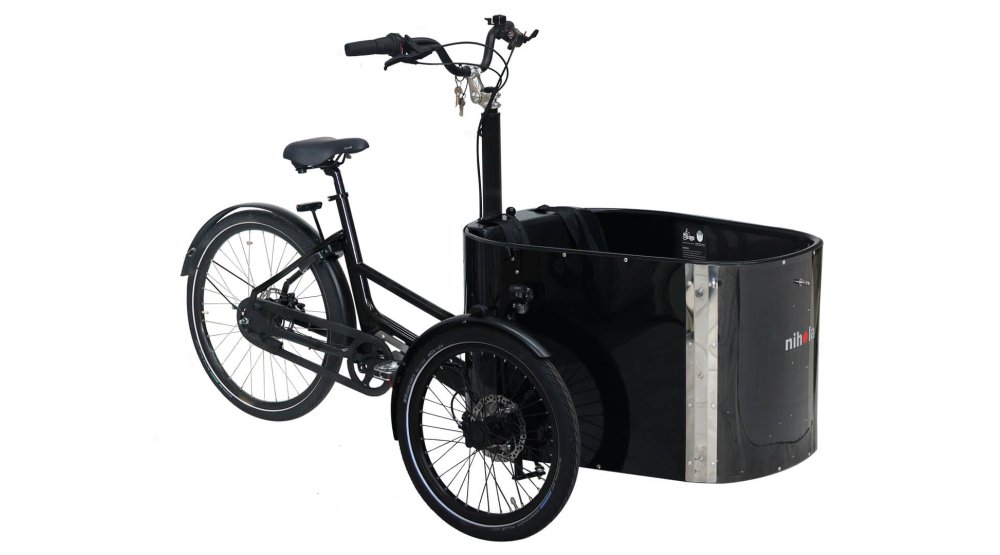 Le triporteur NIHOLA Cargo Family musculaire avec son nouveau cadre G2