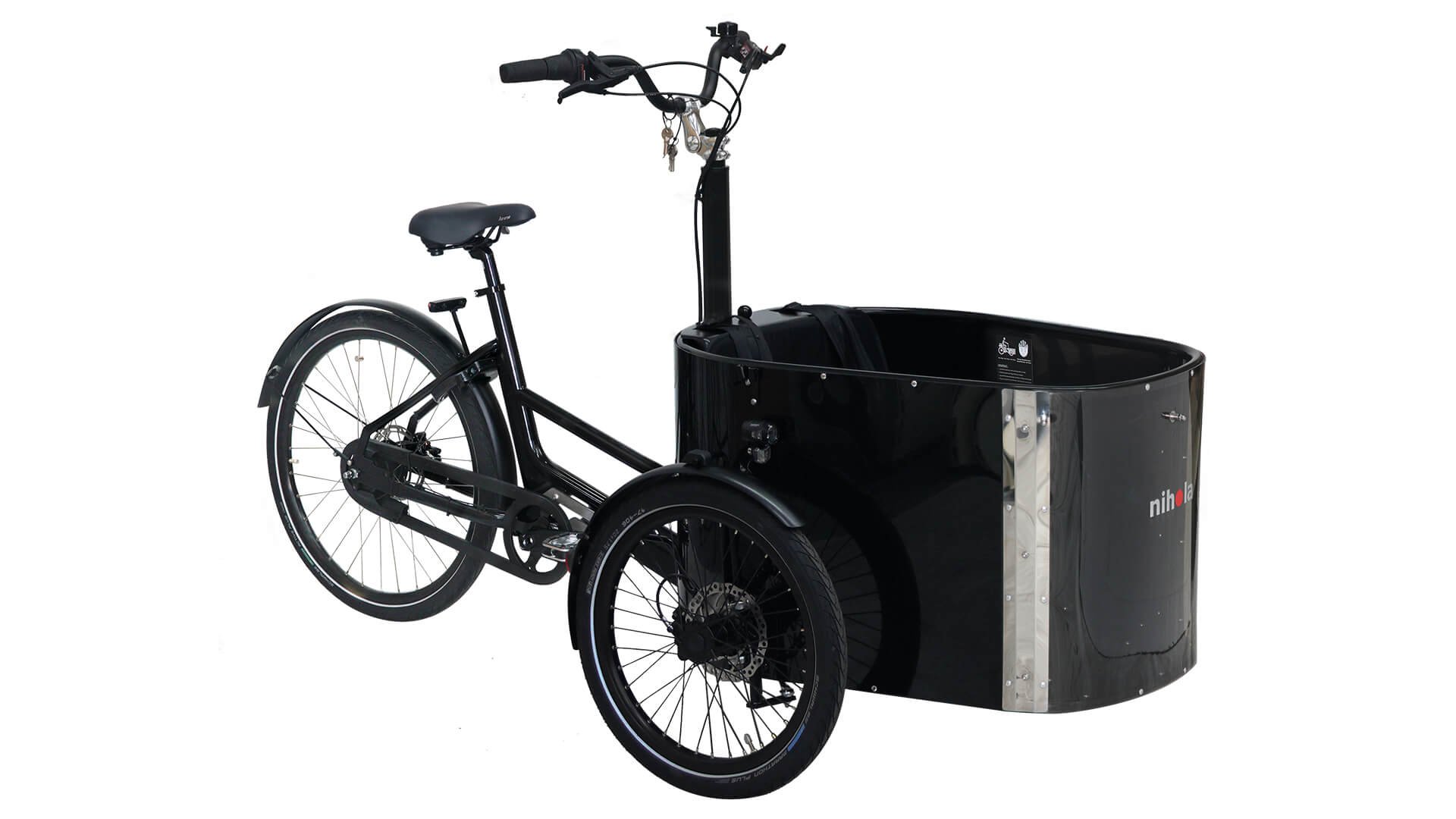 Le triporteur NIHOLA Cargo Family musculaire avec son nouveau cadre G2