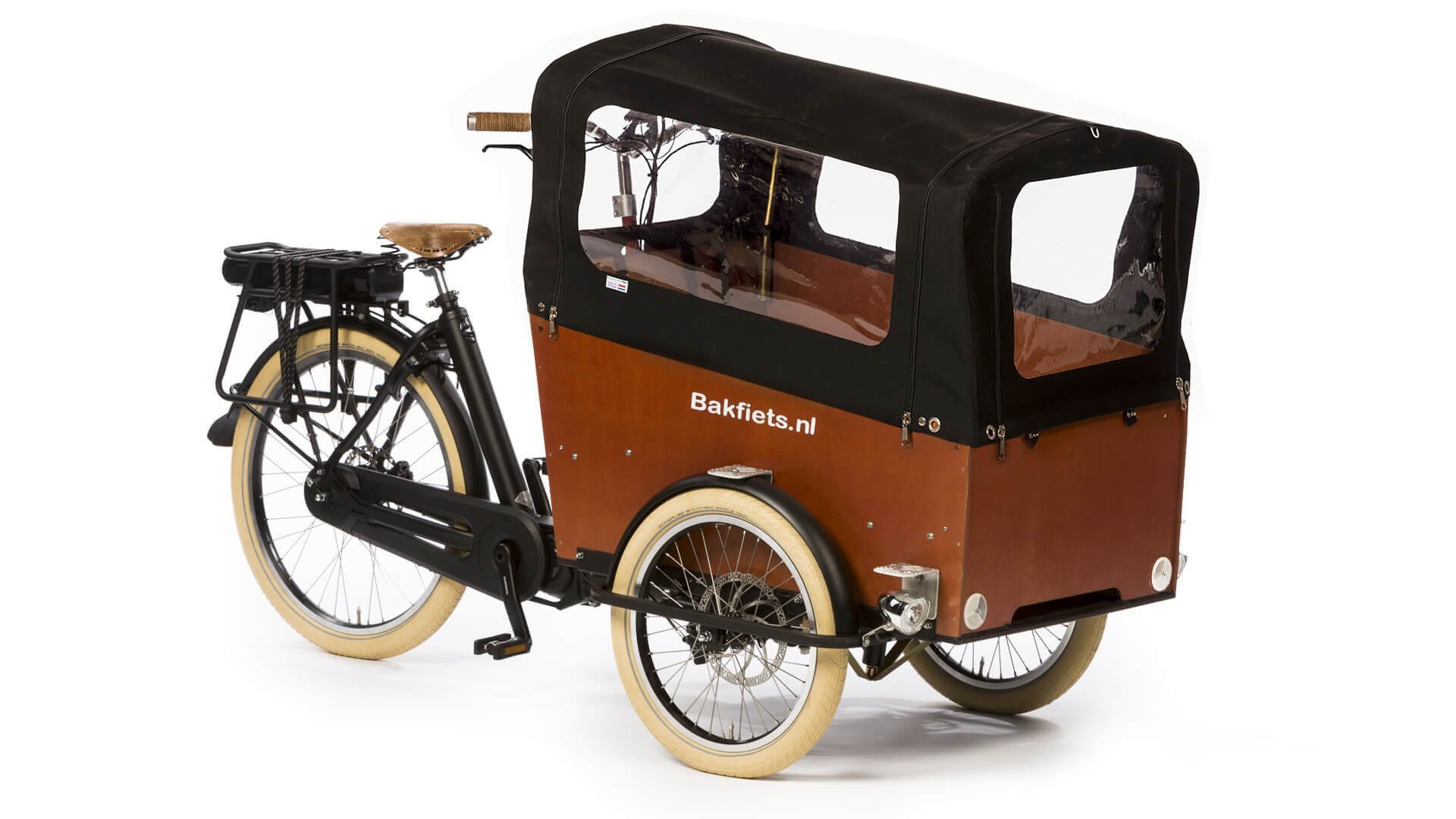 Triporteur Bakfiets avec protection pluie couleur noire