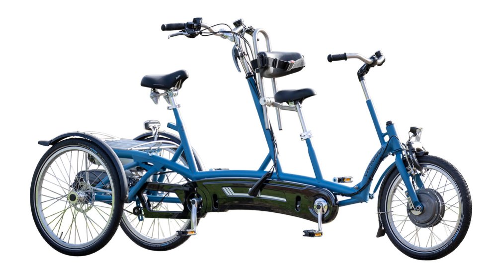Tandem tricycle électrique enfant devant Kivo Plus de vanRaam