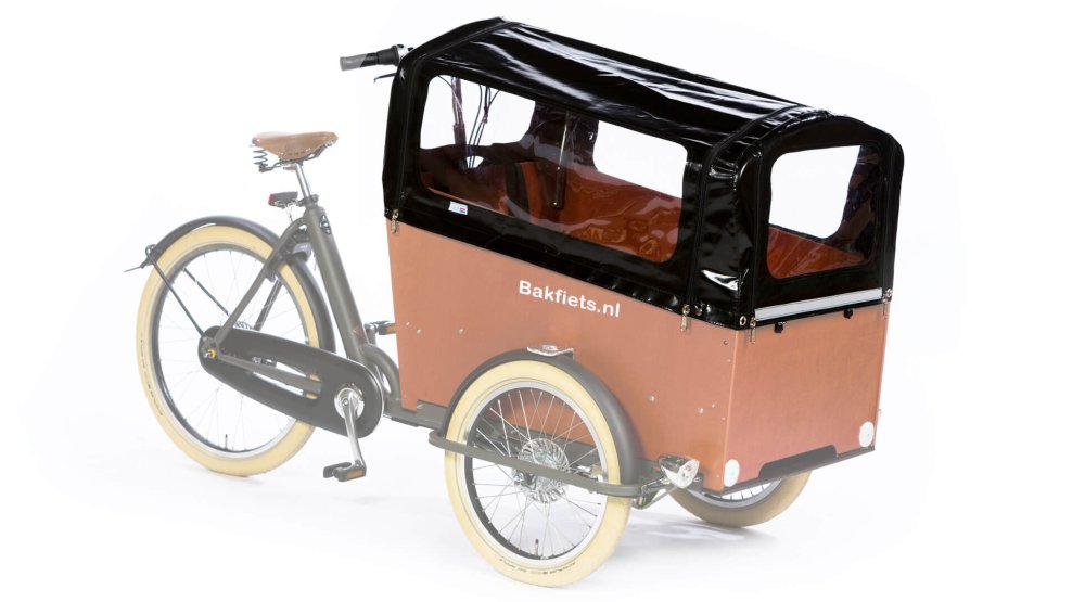 Protection pluie en PVC noir pour triporteur Bakfiets et Amsterdam Air Protection pluie en PVC noir pour triporteur Bakfiets et Amsterdam Air