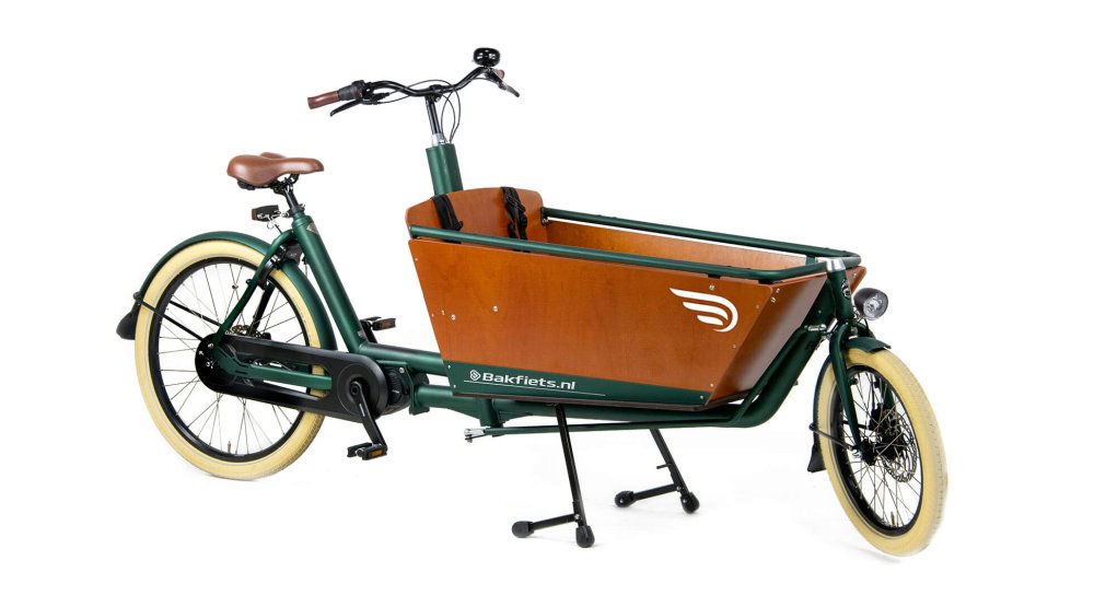 Biporteur électrique Bakfiets Confort avec cadre vert profond
