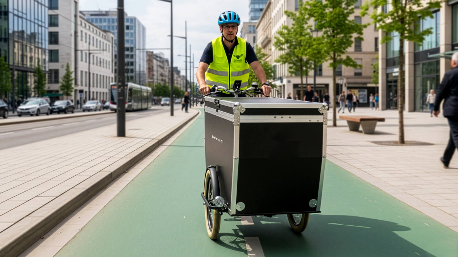 Triporteur électrique Bakfiets Flightcase assistance pédalier Shimano