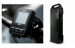 La console Valeo View Plus sur le guidon et la batterie 1240 Wh