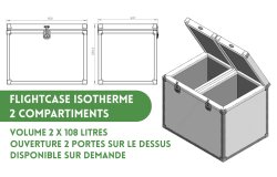 Specs et dimensions du coffre isotherme 2 x 108 litres (en option sur demande)