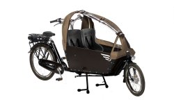 Biporteur avec sièges coques et protection pluie en tissu déperlant tweed