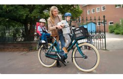 Vélo électrique Amsterdam Air avec moteur pédalier, cadre aluminium et porte-bagage avant base