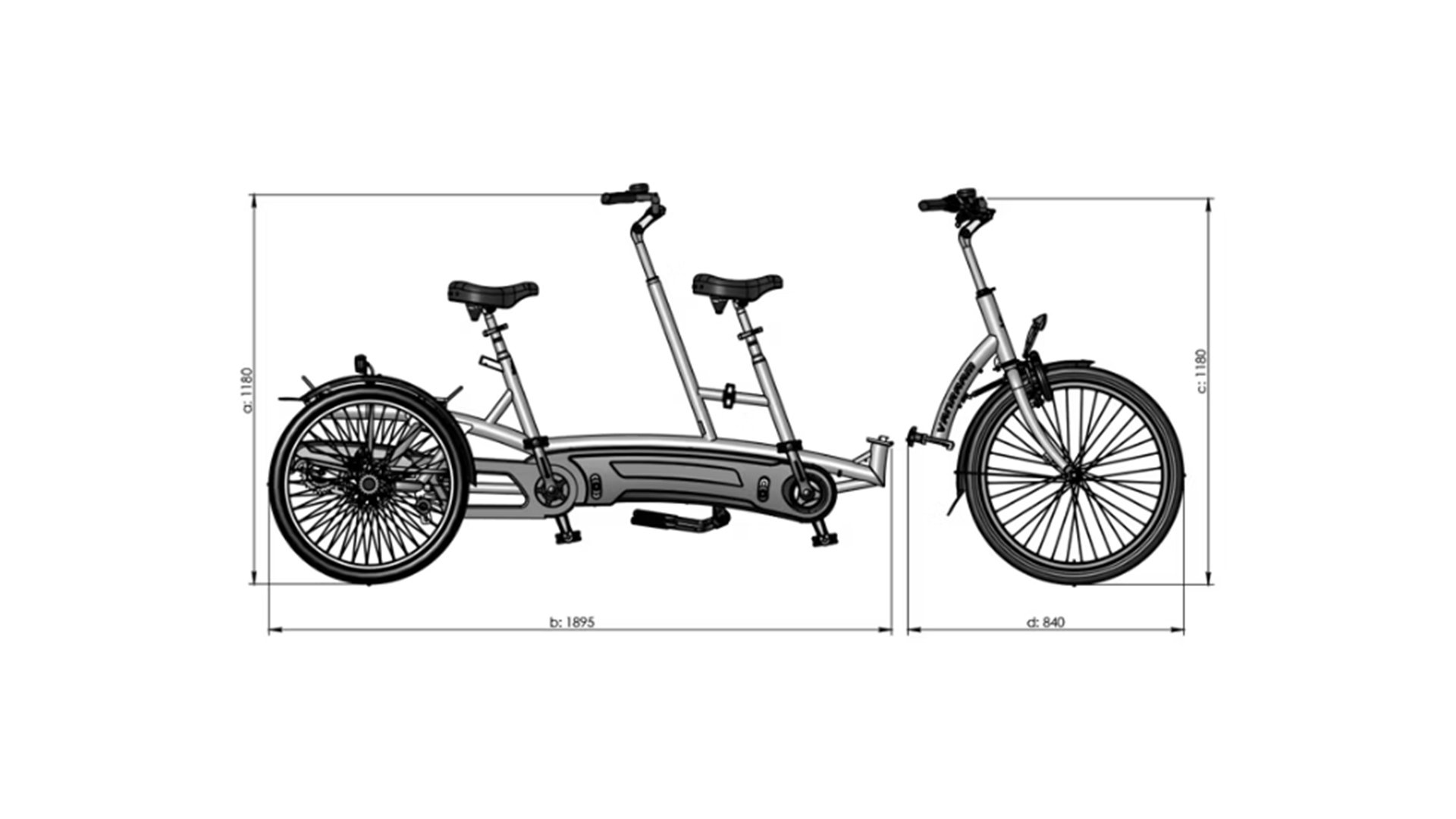 Option cadre divisible pour tandem Twinny Plus de vanRaam