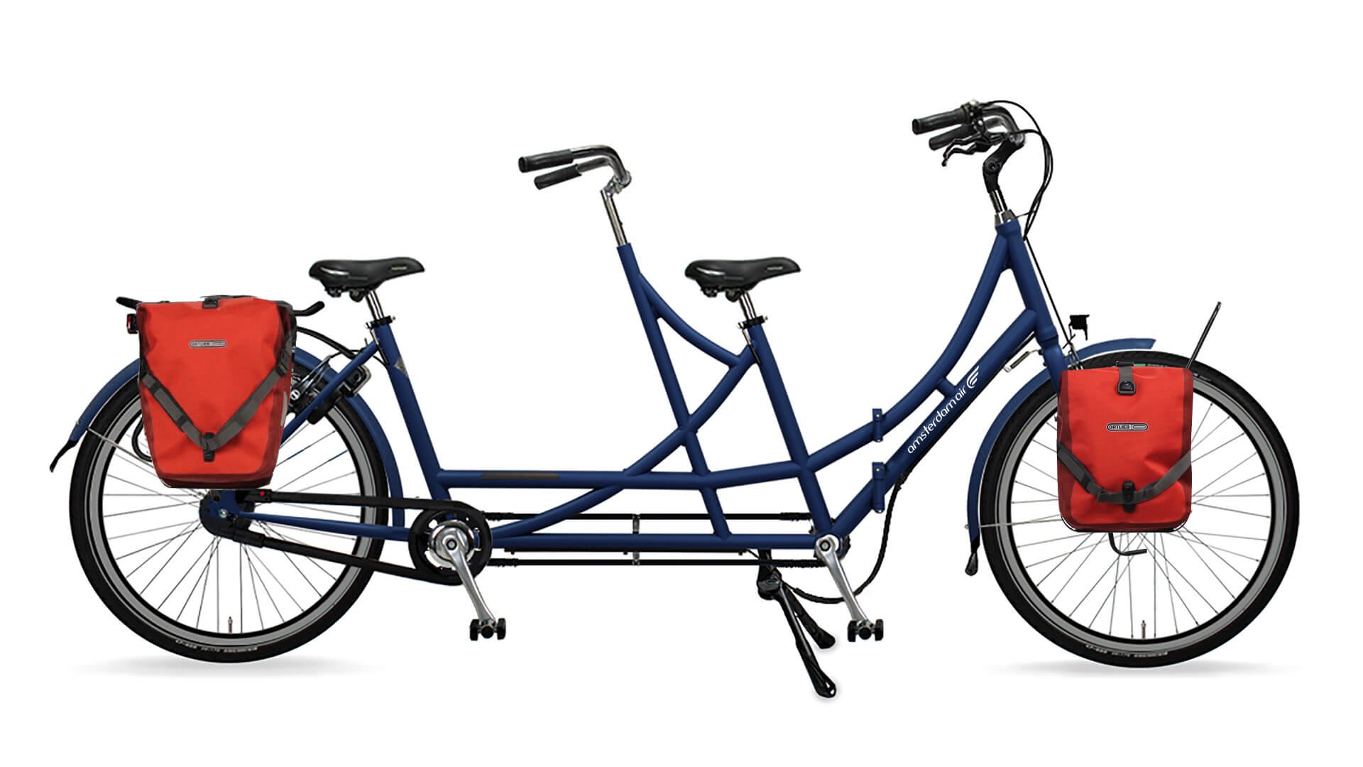  Tandem pliant Amsterdam Air roues 26" avec cadre bleu métallique mat et sacoches