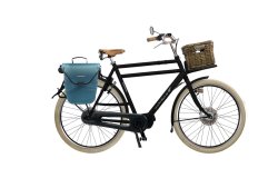 Le Doubhe Dutch High avec malle sur le porte-bagage avant et sacoche sur le porte-bagage arrière