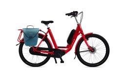 Le Docker Premium avec cdre rouge pailleté et sacoche sur le porte-bagage arrière