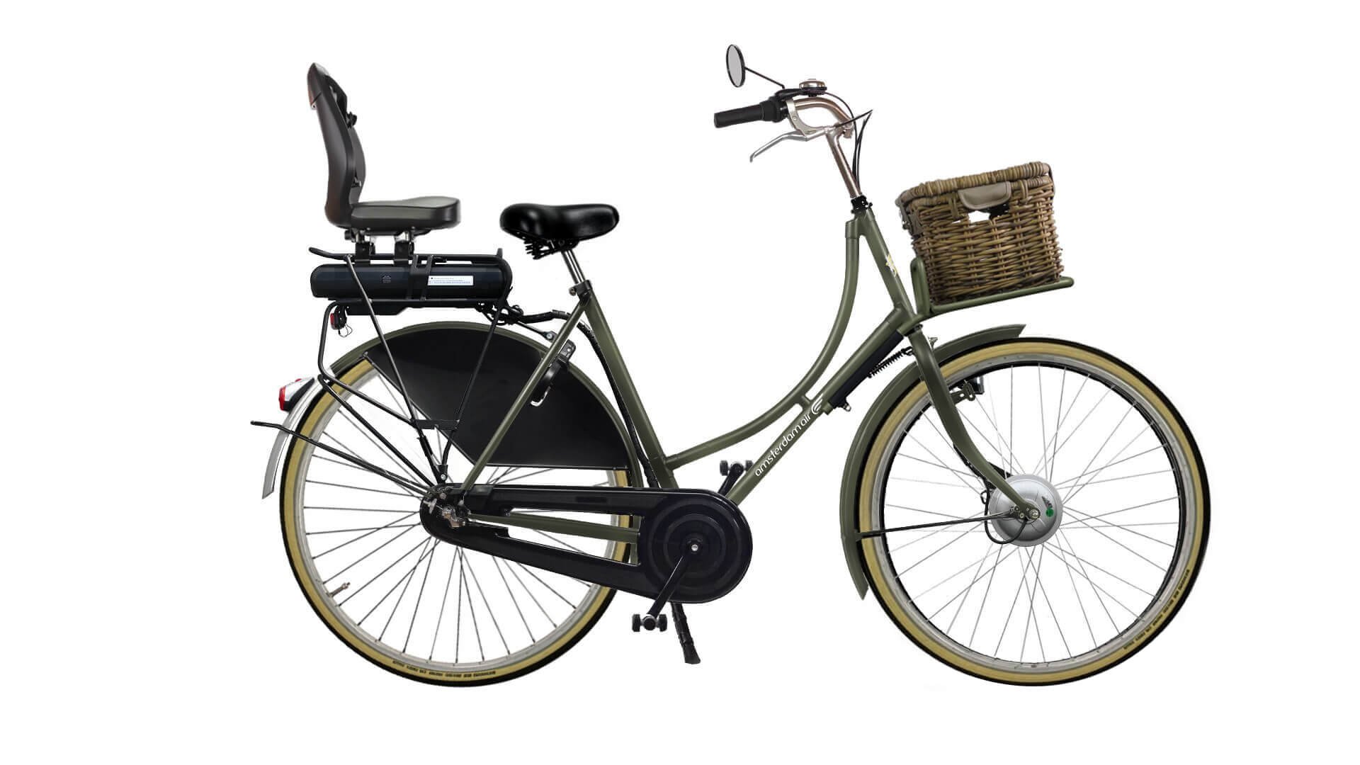 1881 Premium électrique avec malle sur le porte-bagage avant et siège Junior Yepp Budget à l'arrière