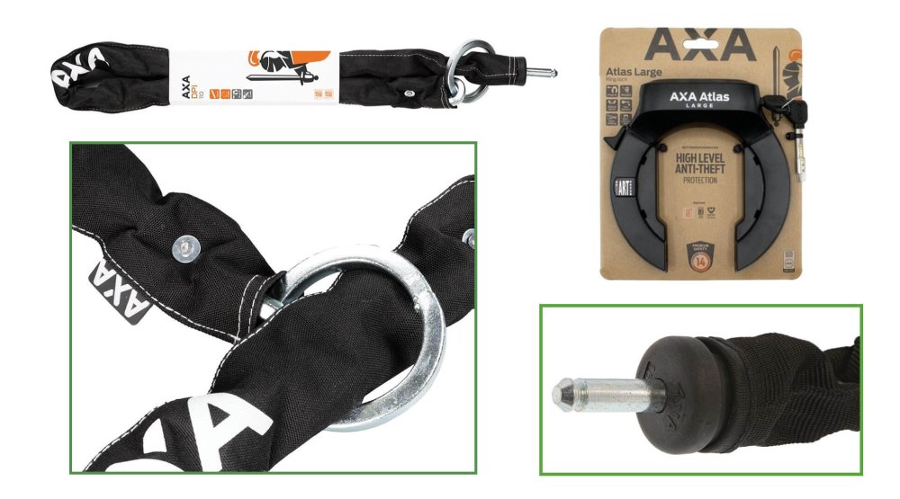 Pack Antivol de cadre AXA Atlas Large et extension chaîne 110 cm Art **