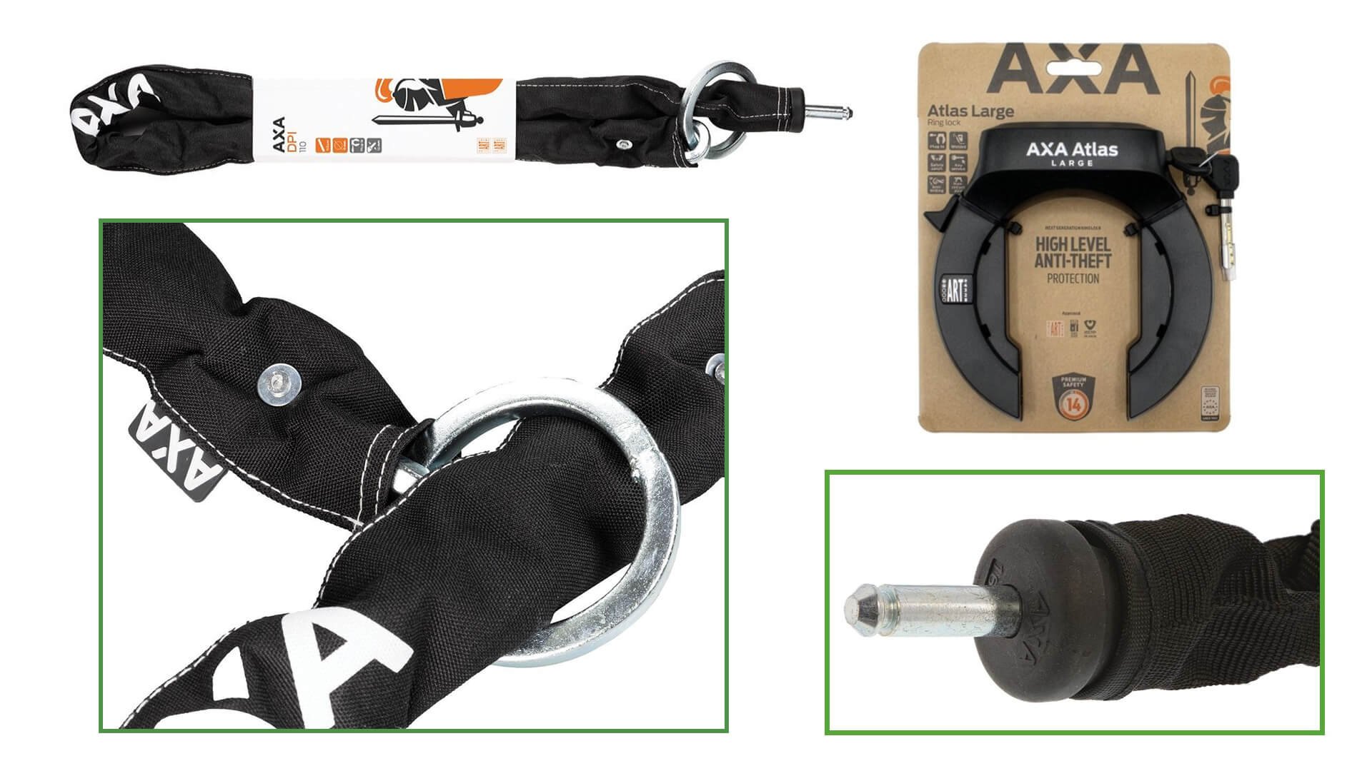 Pack Antivol de cadre AXA Atlas Large et extension chaîne 110 cm Art **