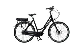 VAE hollandais Flevoland avec cadre aluminium noir brillant et moteur pédalier Shimano E-Bike Systems