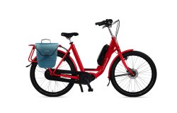Le Docker Premium avec cdre rouge pailleté et sacoche sur le porte-bagage arrière