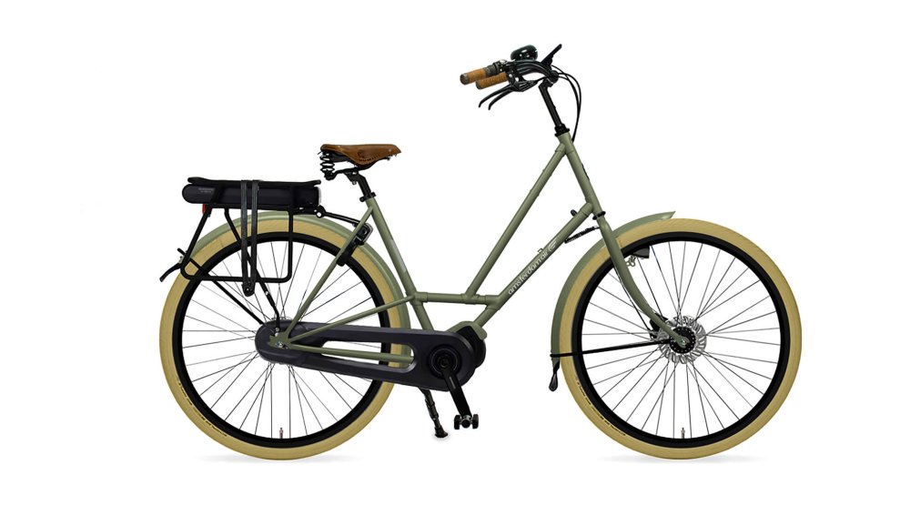 Vélo électrique City Zen avec cadre vert olive Vélo électrique City Zen avec cadre vert olive