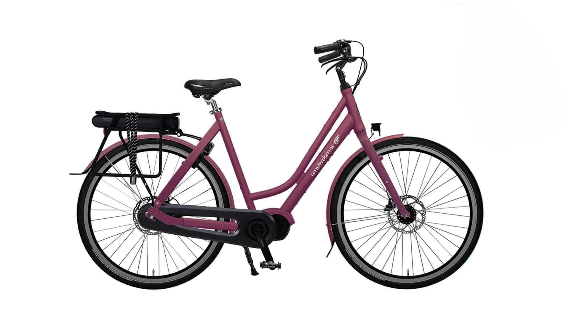 VAE hollandais Flevoland avec cadre aluminium noir brillant et moteur pédalier Shimano E-Bike Systems