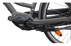 VAE hollandais Flevoland avec cadre aluminium noir brillant et moteur pédalier Shimano E-Bike Systems