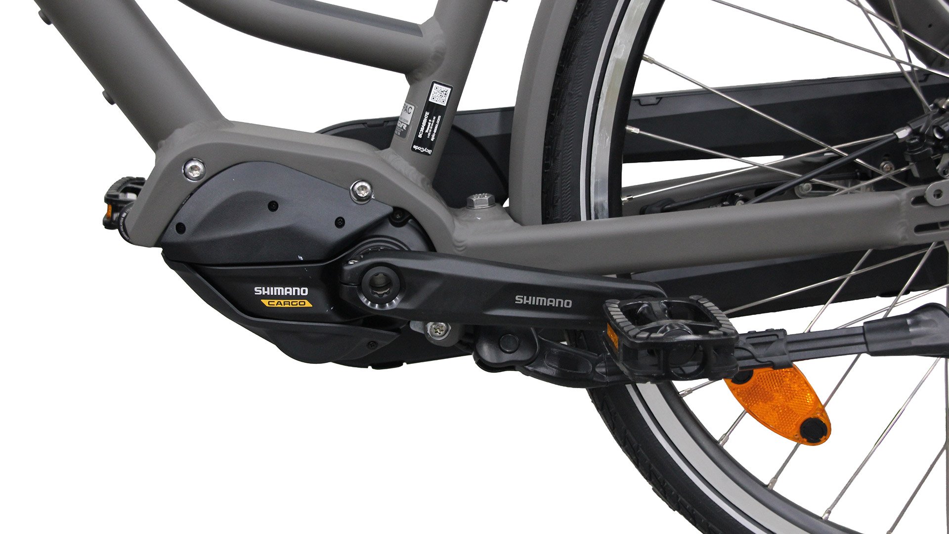 VAE hollandais Flevoland avec cadre aluminium noir brillant et moteur pédalier Shimano E-Bike Systems