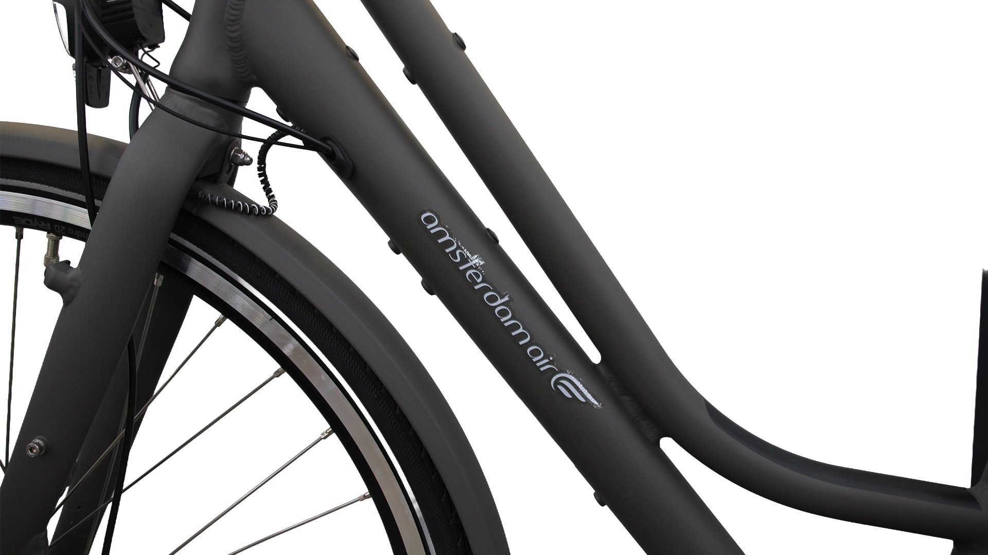 VAE hollandais Flevoland avec cadre aluminium noir brillant et moteur pédalier Shimano E-Bike Systems