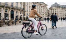 VAE hollandais Flevoland avec cadre aluminium noir brillant et moteur pédalier Shimano E-Bike Systems
