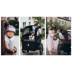 Le triporteur Triobike Boxter Air III avec sa protection pluie (optionnelle)