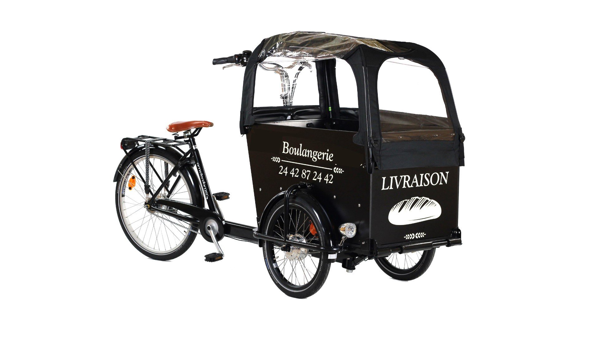 Triporteur Livreur électrique Amsterdam Air Pro avec capote de pluie