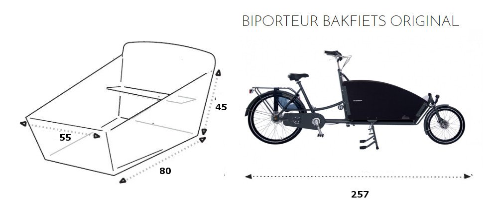 Dimensions biporteur Bakfiets Original Defietsfabriek