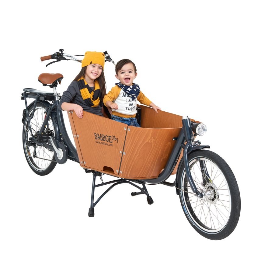 Biporteur babboe City électrique avec 2 enfants