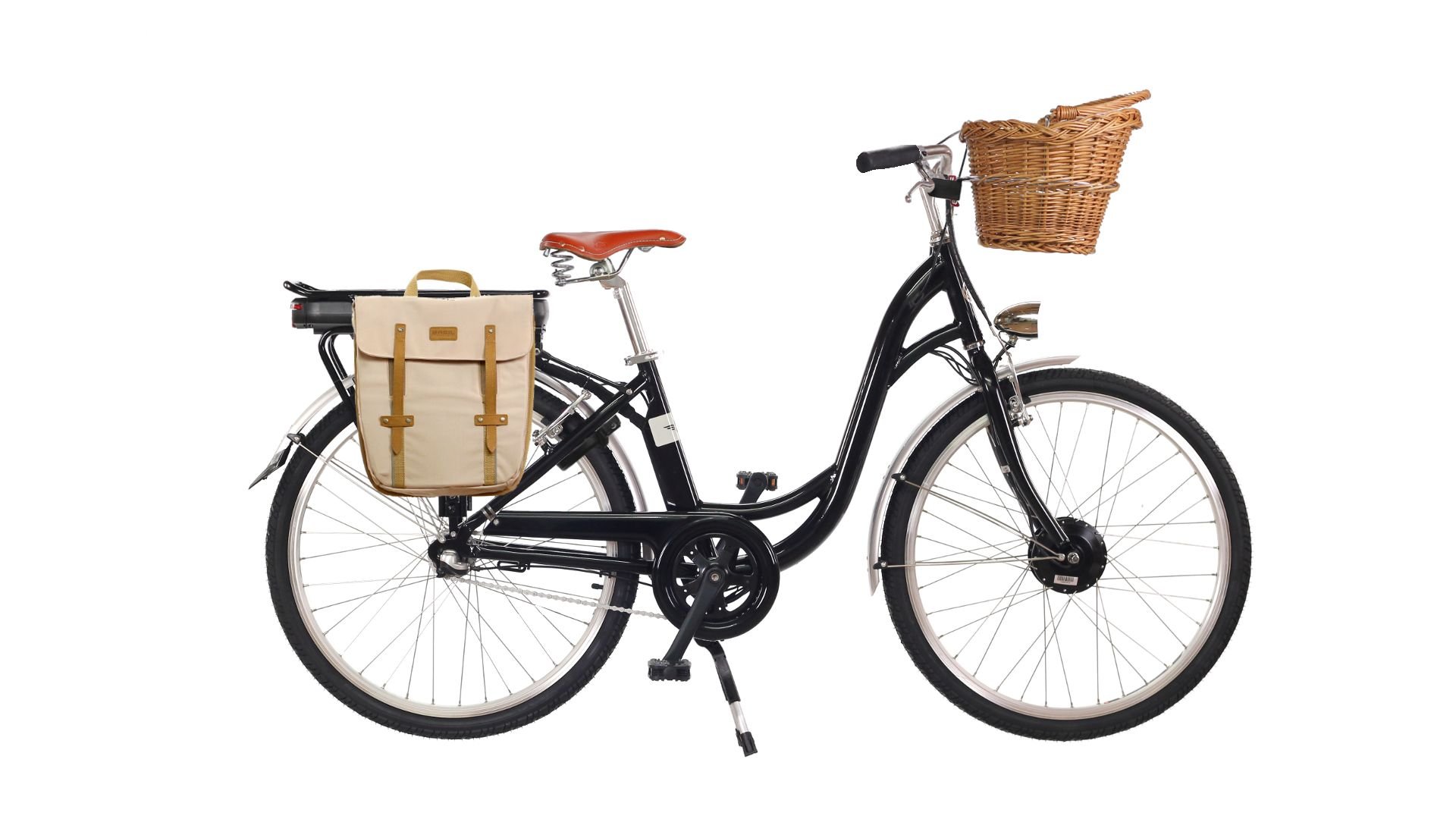 vélo électrique Amsterdam Air Small petite taille avec panier osier et sacoches