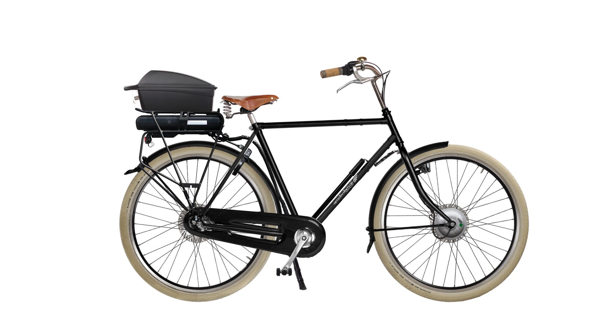 Vélo électrique Amsterdam Air Opa Premium avec demi tandem et selle Brooks