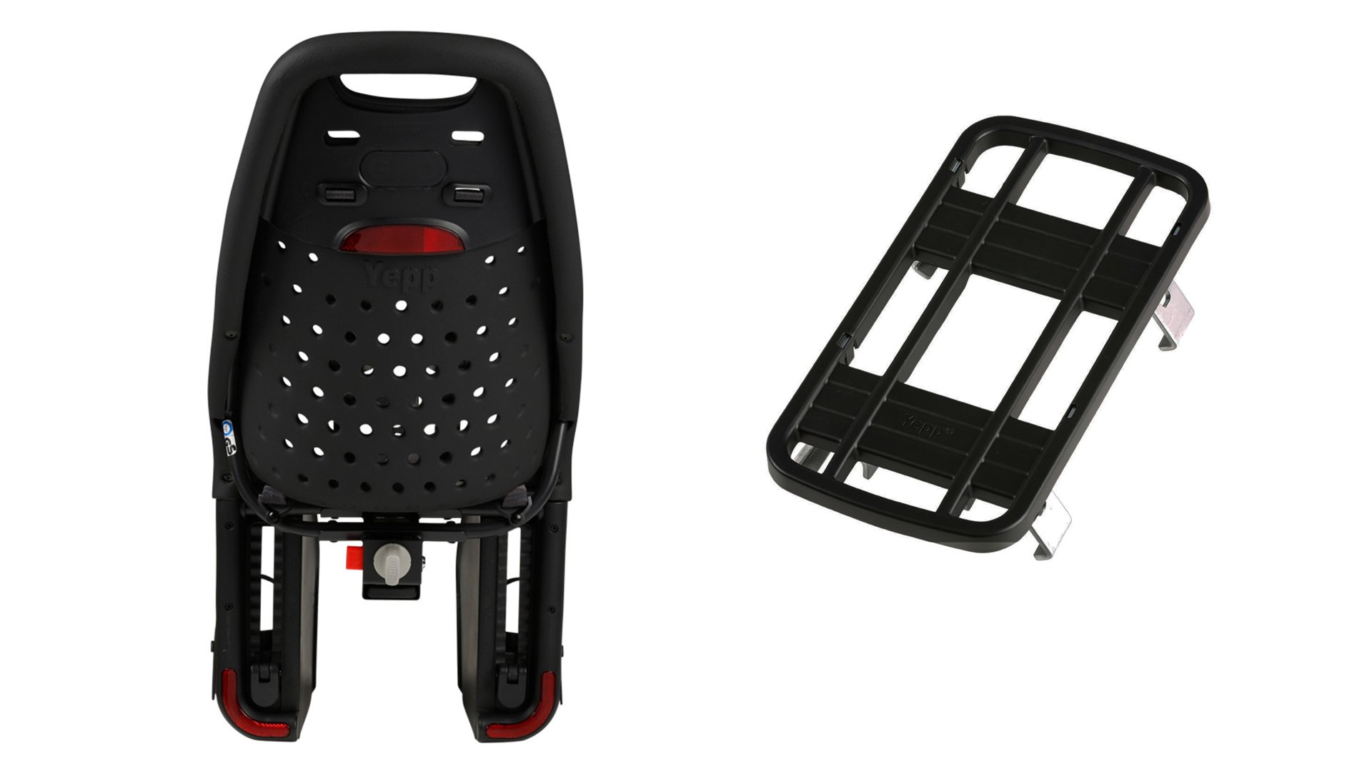 Yepp Maxi noir vu de derrière + adaptateur EasyFit