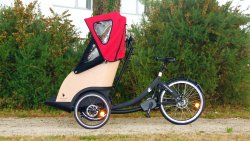 Triobike Taxi avec moteur pédalier vu de côté