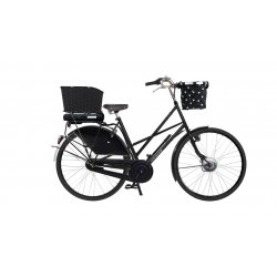 Vélo électrique Cross Low Exclusive avec panier à l'avant et sacoche à l'arrière