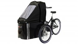 Triporteur Nihola Cargo avec capote de pluie noire