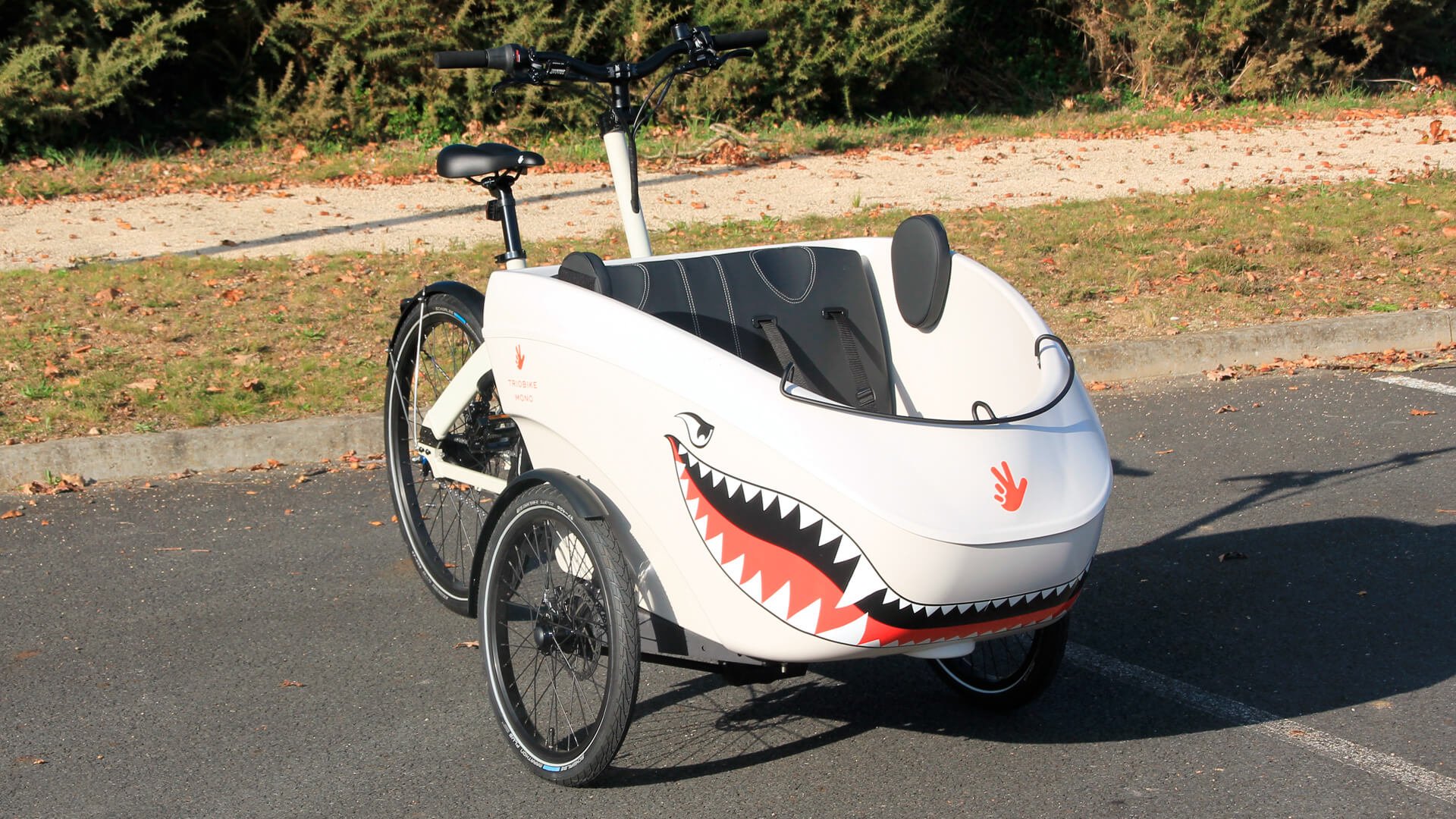La caisse du Triobike Mono peut accueillir 2 enfants jusqu'à 9 ans environ
