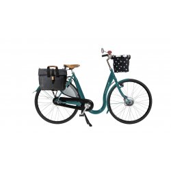 City Must Premium électrique avec cadre vert, sacoche et panier