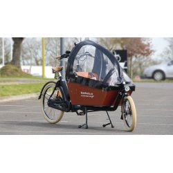 Biporteur électrique Bakfiets Confort STEPS avec capote de pluie noire