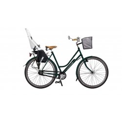 vélo de ville hollandais avec panier avant et siège enfant arrière