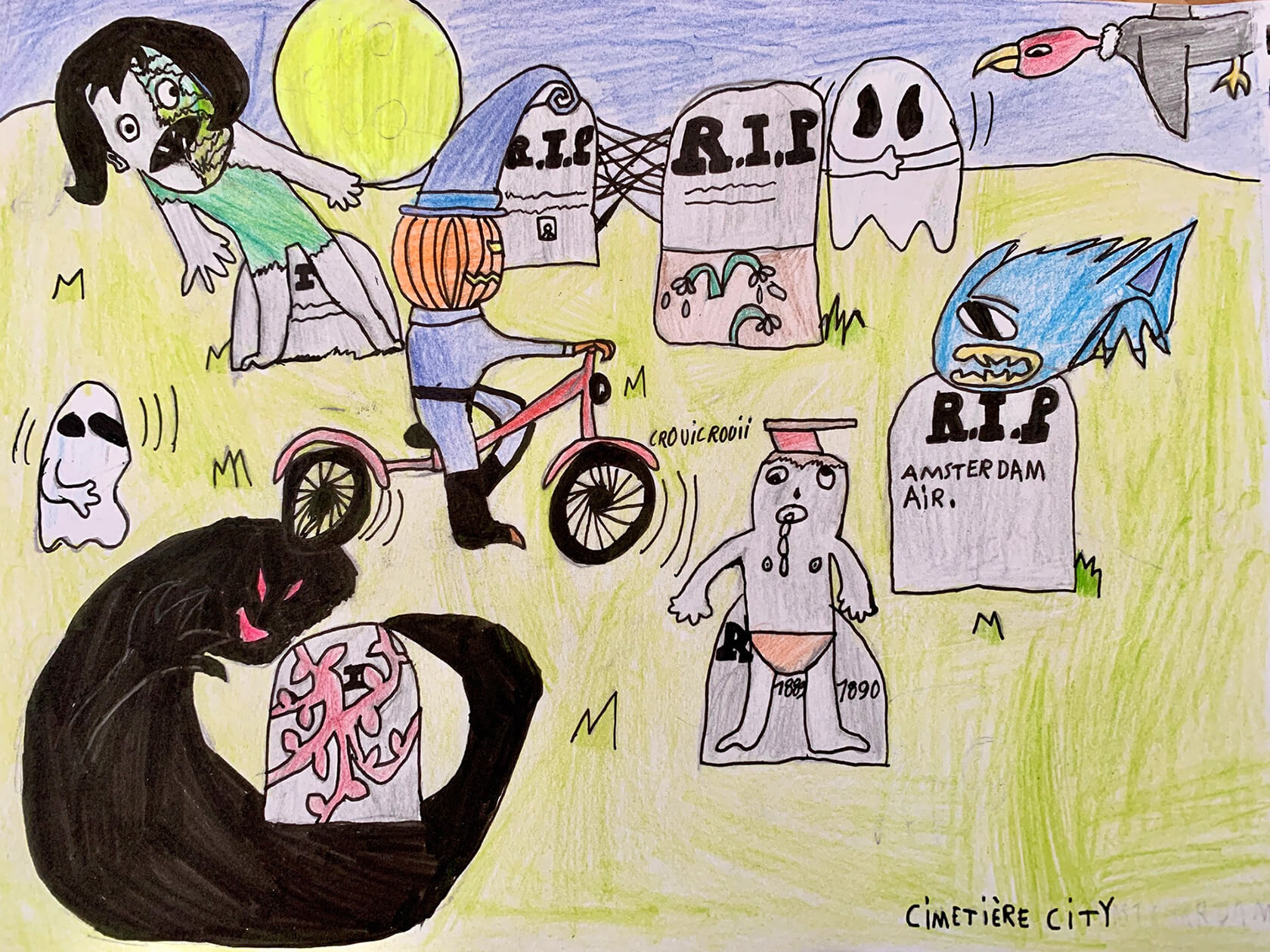 Dessin de Mayeul, 10 ans, grand gagnant du jeu-concours Véloween