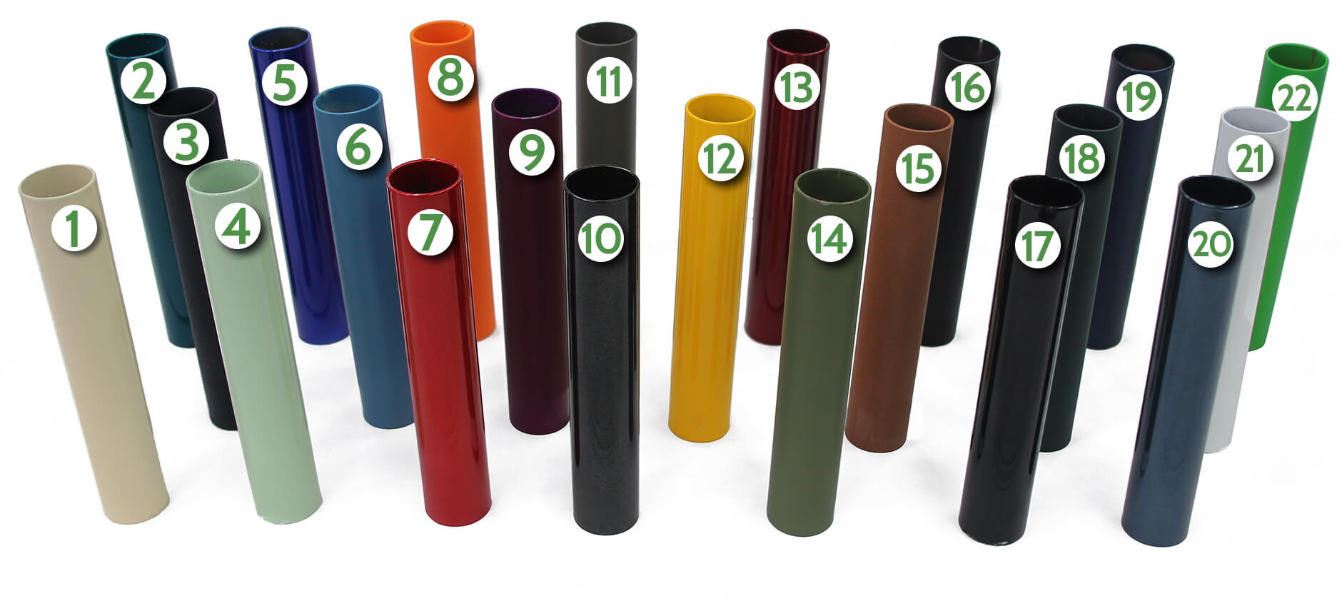 Les 22 couleurs de cadre disponibles pour les vélos Azor et cargos Bakfiets