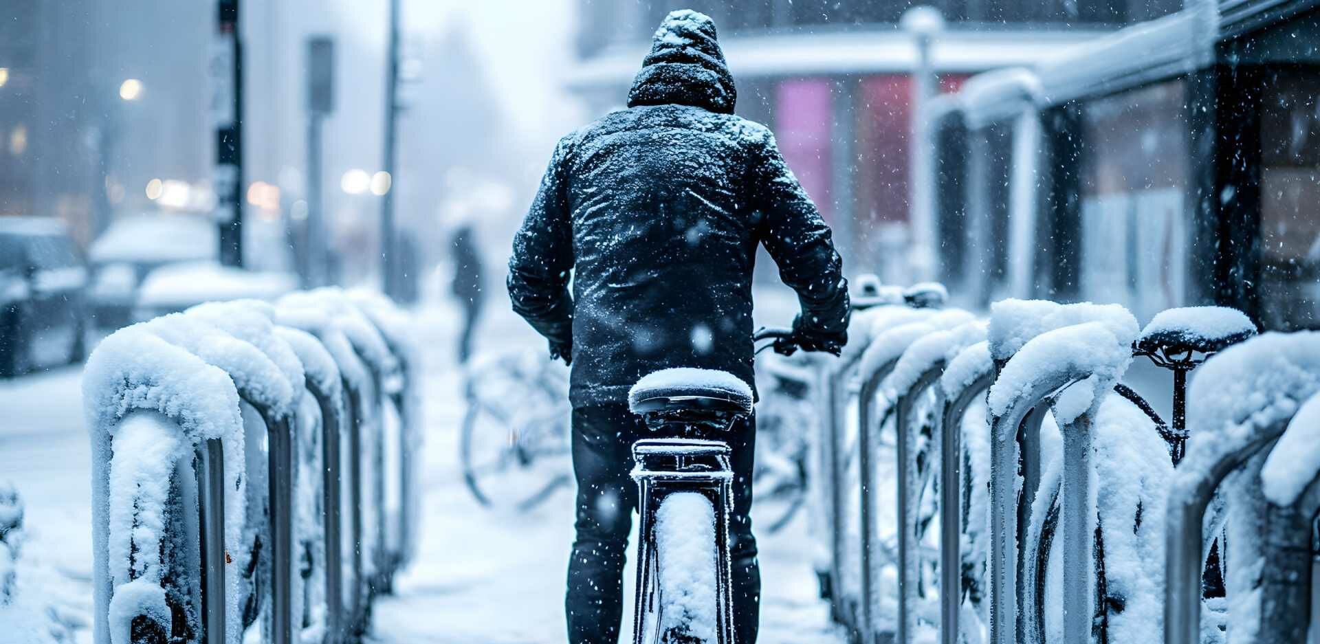 Faire du vélo sous la neige