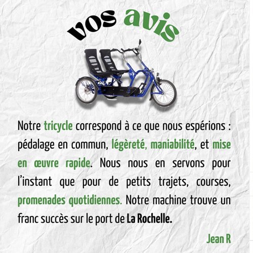Avis client tandem tricycle cote cote 